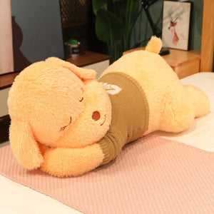 Fluffy Sleeping Brown White Dog Bear Plushie-Kawaii Dream