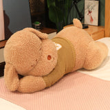 Fluffy Sleeping Brown White Dog Bear Plushie-Kawaii Dream