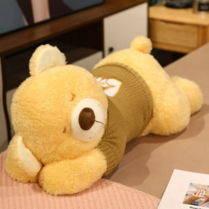 Fluffy Sleeping Brown White Dog Bear Plushie-Kawaii Dream