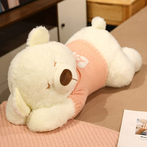 Fluffy Sleeping Brown White Dog Bear Plushie-Kawaii Dream