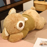 Fluffy Sleeping Brown White Dog Bear Plushie-Kawaii Dream