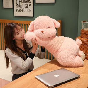 Fluffy Sleeping Brown White Dog Bear Plushie-Kawaii Dream