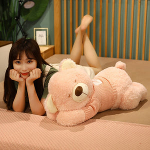 Fluffy Sleeping Brown White Dog Bear Plushie-Kawaii Dream