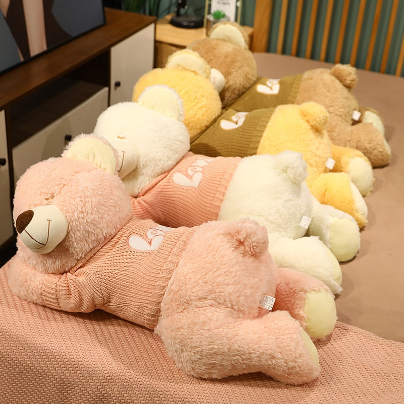Fluffy Sleeping Brown White Dog Bear Plushie-Kawaii Dream