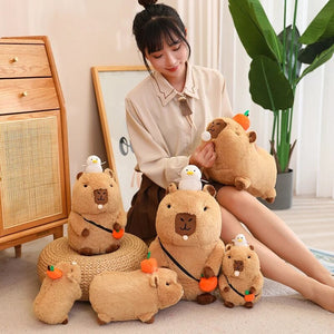 Fluffy Sleepy Capybara with Orange Plushie-Kawaii Dream
