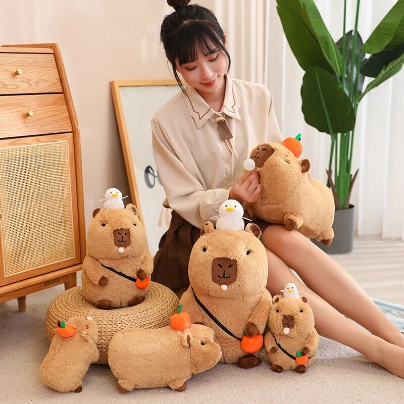 Fluffy Sleepy Capybara with Orange Plushie-Kawaii Dream