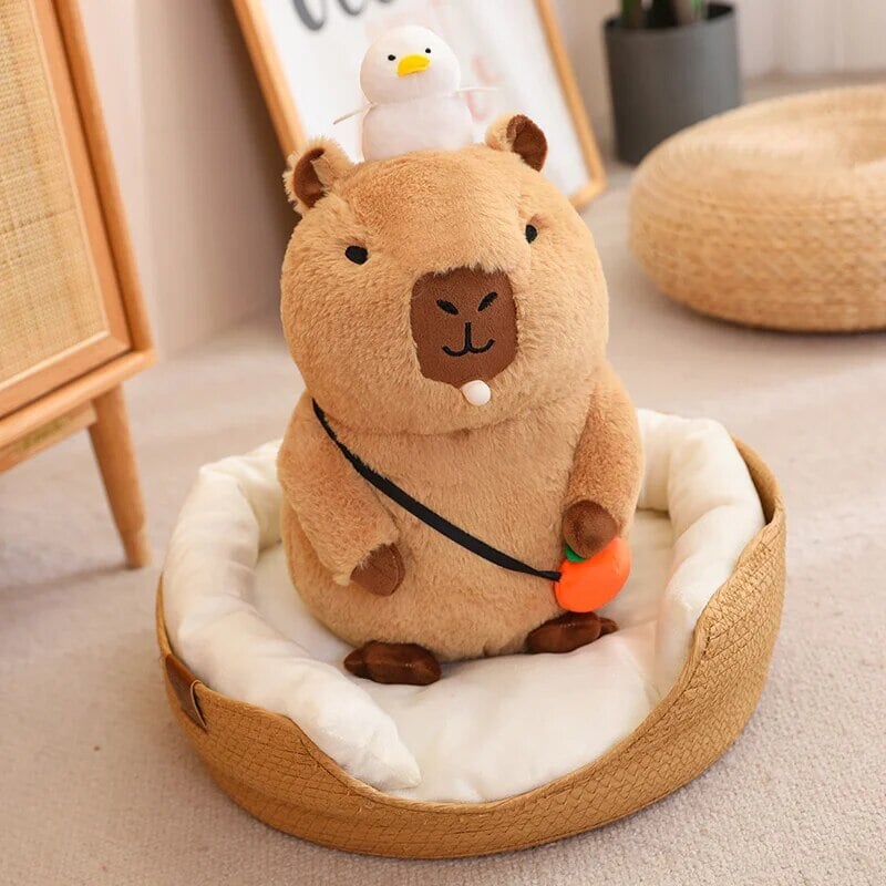 Fluffy Sleepy Capybara with Orange Plushie-Kawaii Dream