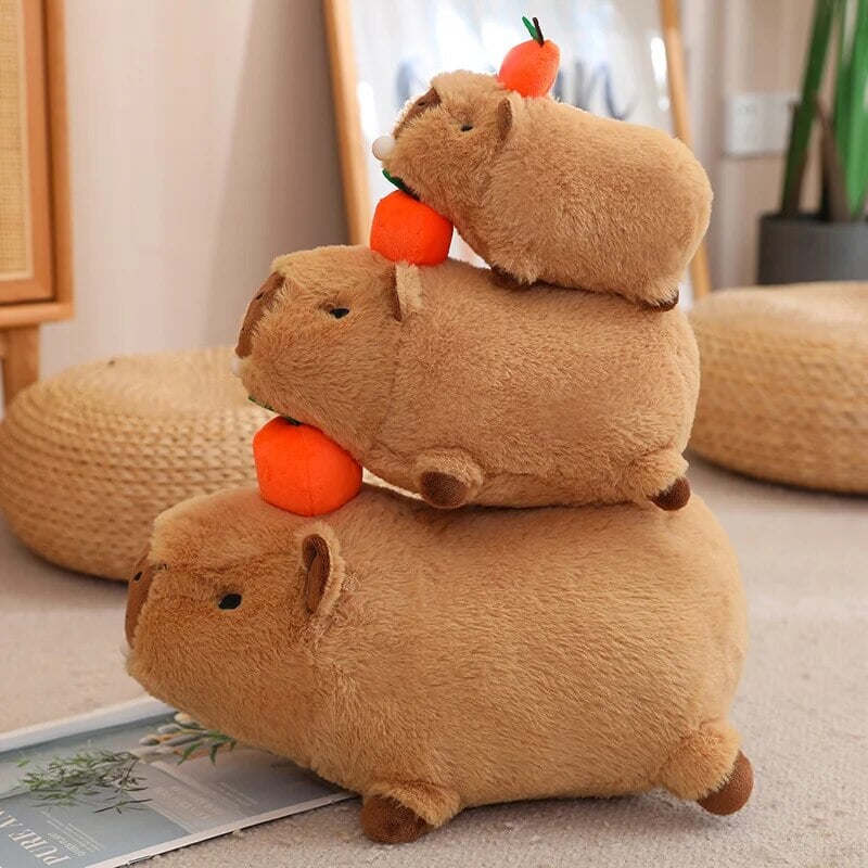 Fluffy Sleepy Capybara with Orange Plushie-Kawaii Dream