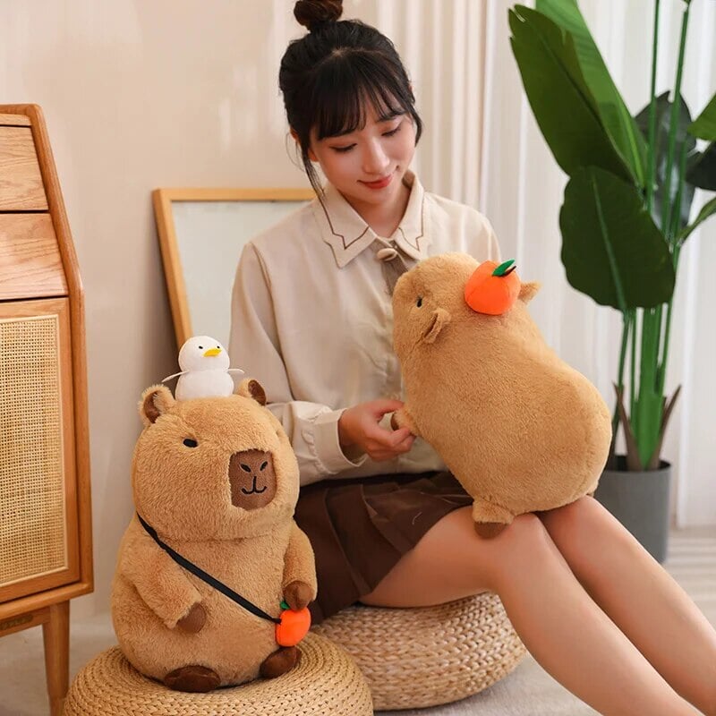 Fluffy Sleepy Capybara with Orange Plushie-Kawaii Dream