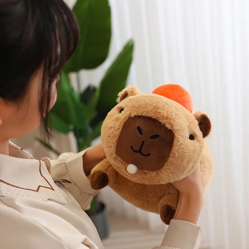 Fluffy Sleepy Capybara with Orange Plushie-Kawaii Dream