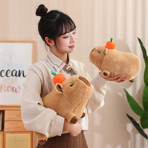 Fluffy Sleepy Capybara with Orange Plushie-Kawaii Dream
