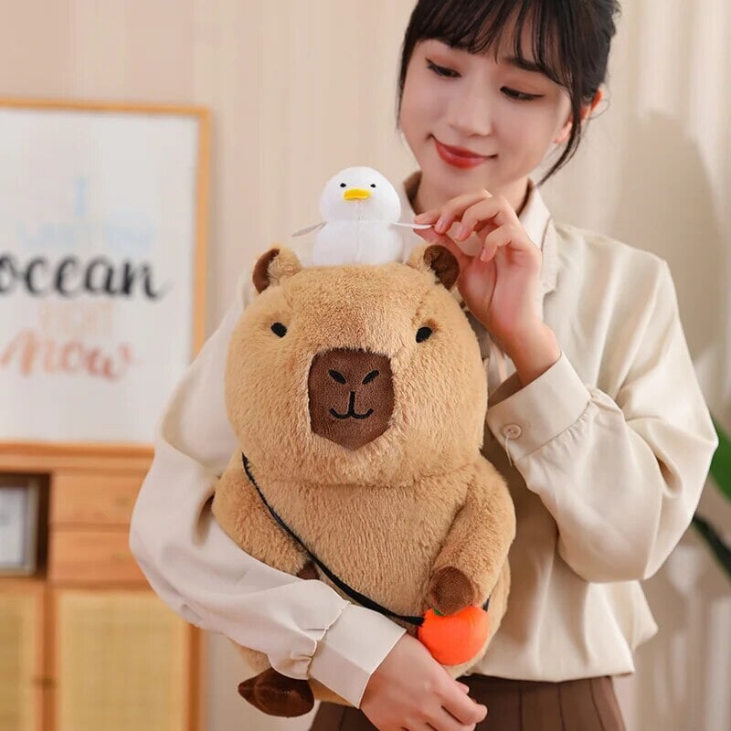 Fluffy Sleepy Capybara with Orange Plushie-Kawaii Dream