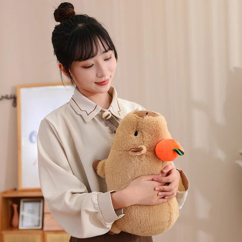 Fluffy Sleepy Capybara with Orange Plushie-Kawaii Dream