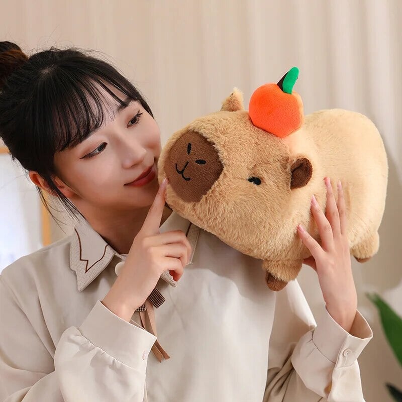 Fluffy Sleepy Capybara with Orange Plushie-Kawaii Dream