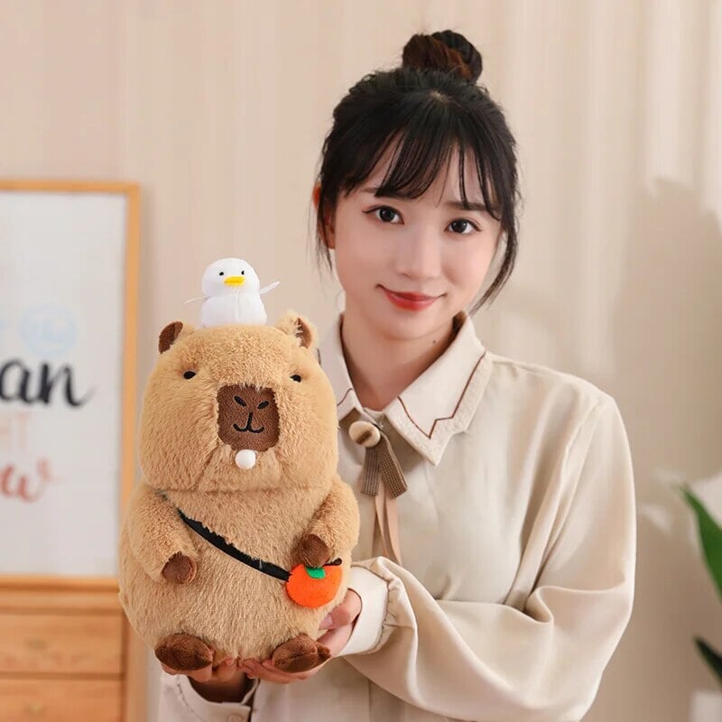Fluffy Sleepy Capybara with Orange Plushie-Kawaii Dream
