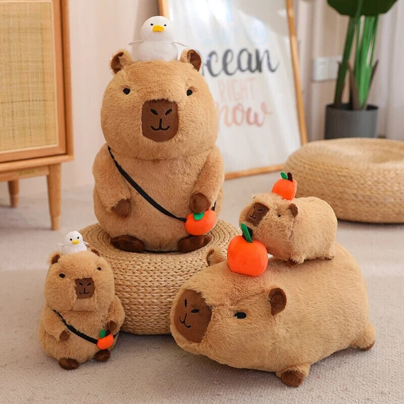Fluffy Sleepy Capybara with Orange Plushie-Kawaii Dream