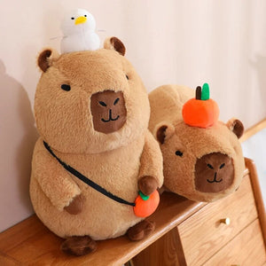 Fluffy Sleepy Capybara with Orange Plushie-Kawaii Dream
