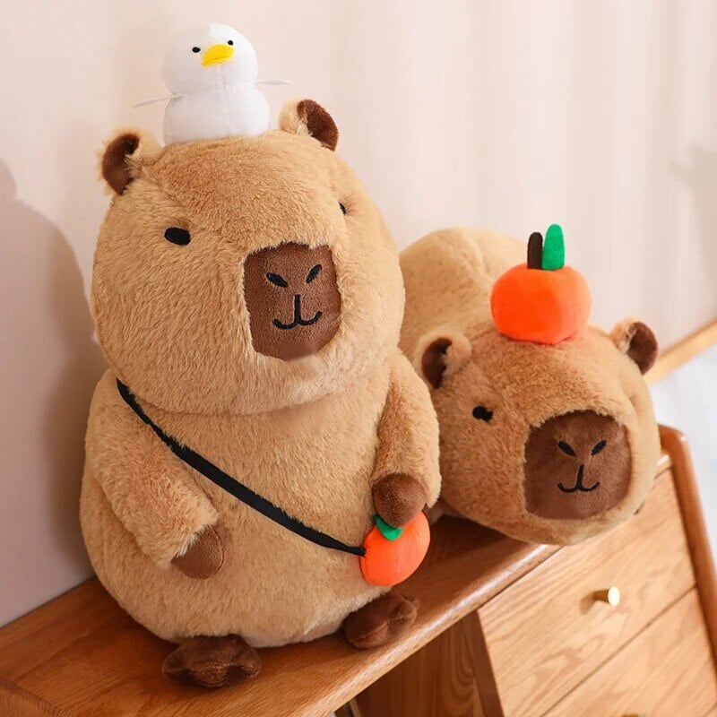 Fluffy Sleepy Capybara with Orange Plushie-Kawaii Dream