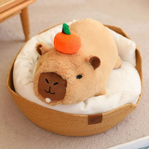 Fluffy Sleepy Capybara with Orange Plushie-Kawaii Dream