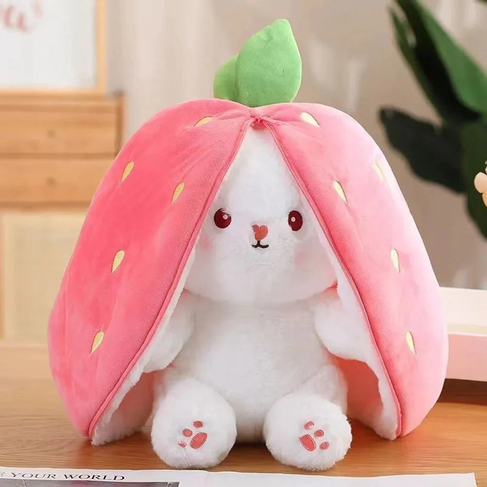 Fluffy Strawberry Carrot Bunny Zip Up Plushie-Kawaii Dream