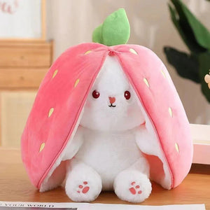 Fluffy Strawberry Carrot Bunny Zip Up Plushie-Kawaii Dream