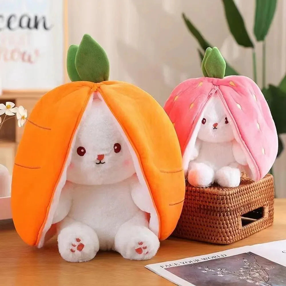 Fluffy Strawberry Carrot Bunny Zip Up Plushie-Kawaii Dream