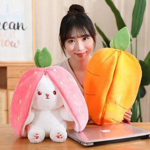 Fluffy Strawberry Carrot Bunny Zip Up Plushie-Kawaii Dream