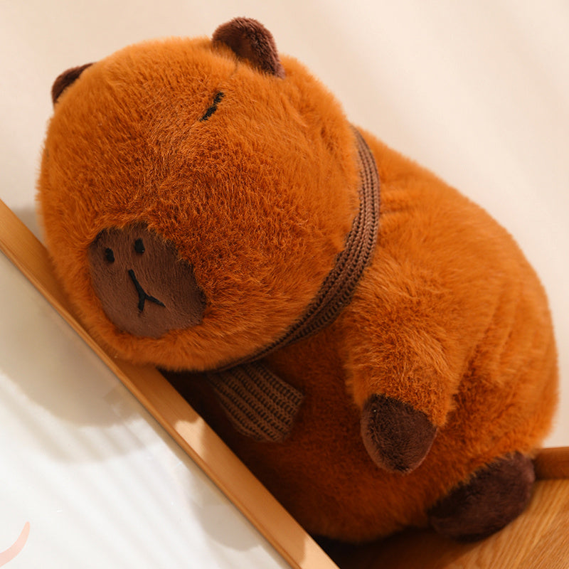 Fluffy White Brown Capybara with Scarf Plushie-Kawaii Dream