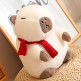 Fluffy White Brown Capybara with Scarf Plushie-Kawaii Dream