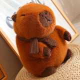 Fluffy White Brown Capybara with Scarf Plushie-Kawaii Dream