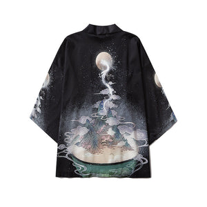Fox Cranes Dragon Japanese Women Kimono Robe Cardigan-Kawaii Dream
