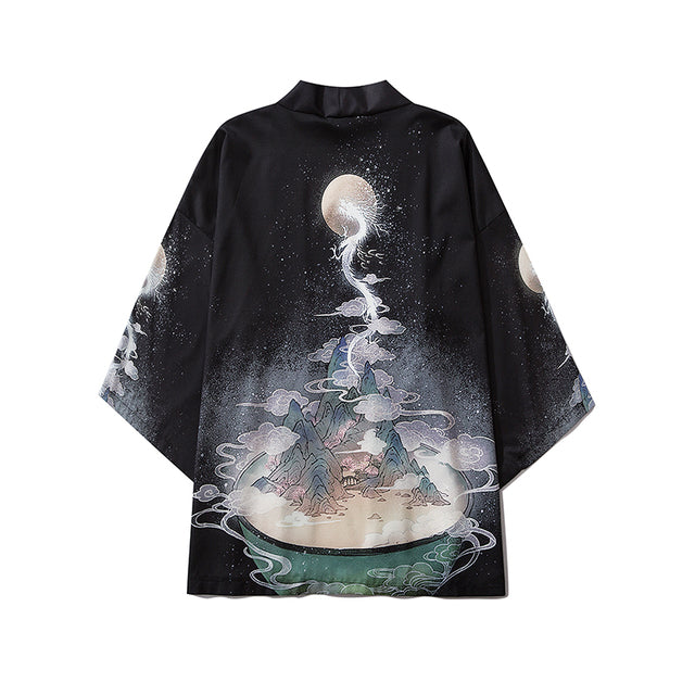 Fox Cranes Dragon Japanese Women Kimono Robe Cardigan-Kawaii Dream