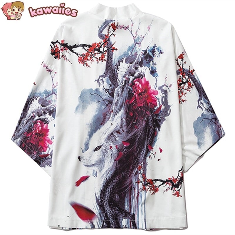 Fox Cranes Dragon Japanese Women Kimono Robe Cardigan-Kawaii Dream