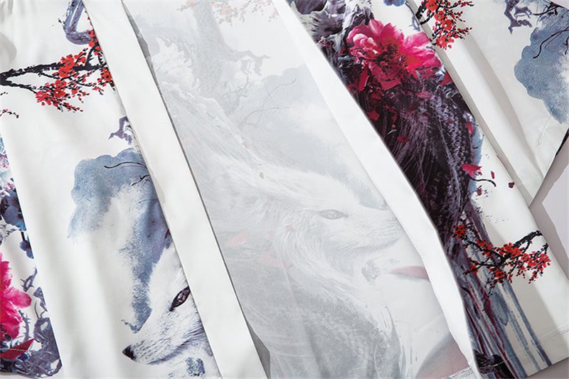 Fox Cranes Dragon Japanese Women Kimono Robe Cardigan-Kawaii Dream