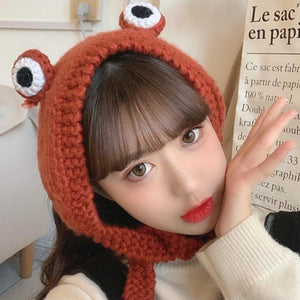 Frog Pom Pom Knit Beanie Hat-Kawaii Dream