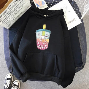 Fruity Bubble Tea Floating Pandas Unisex Hoodie-Kawaii Dream