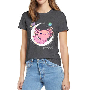 Galaxy Axolotl Landing on the Moon Cotton Tee-Kawaii Dream