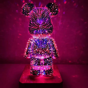 Galaxy Fireworks Standing Bear Night Light-Kawaii Dream