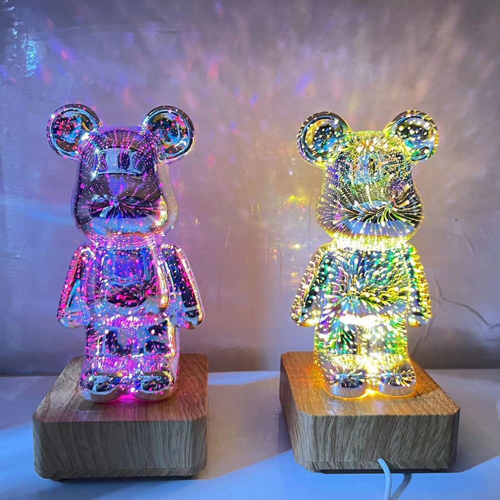 Galaxy Fireworks Standing Bear Night Light-Kawaii Dream