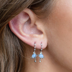 Galaxy Hanging Neptune Gold-Plated Stud Earrings-Kawaii Dream