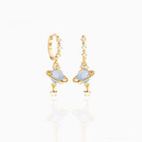Galaxy Hanging Neptune Gold-Plated Stud Earrings-Kawaii Dream