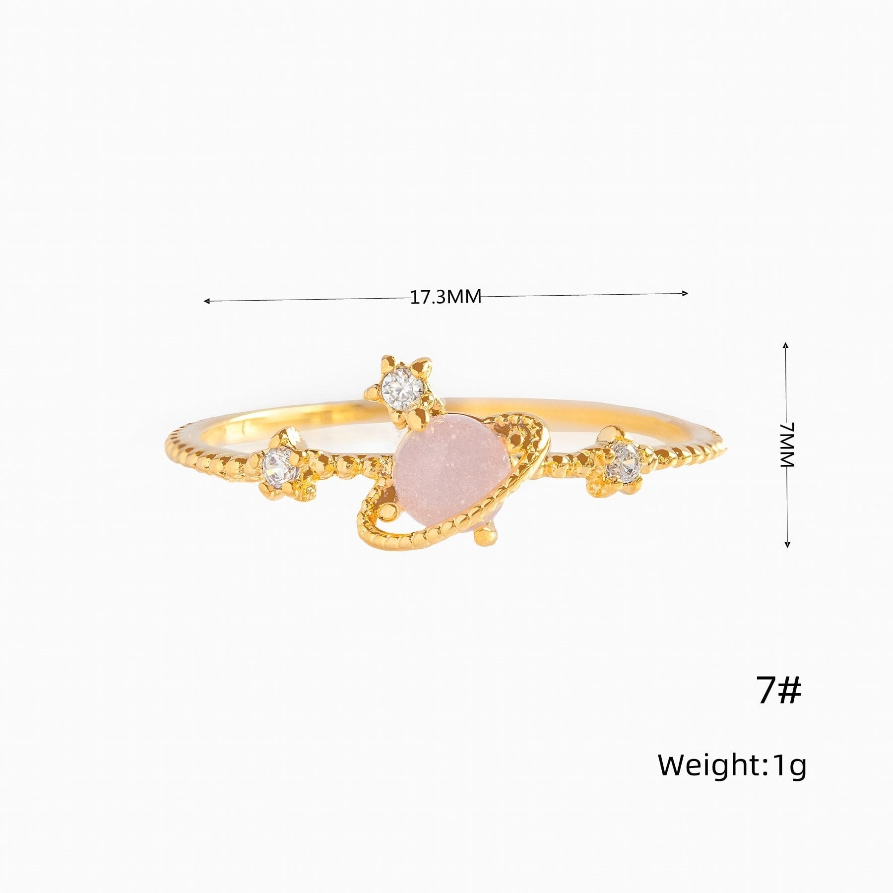 Galaxy Pink Planet Gold-plated Ring-Kawaii Dream