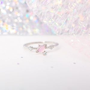 Galaxy Pink Planet Gold-plated Ring-Kawaii Dream