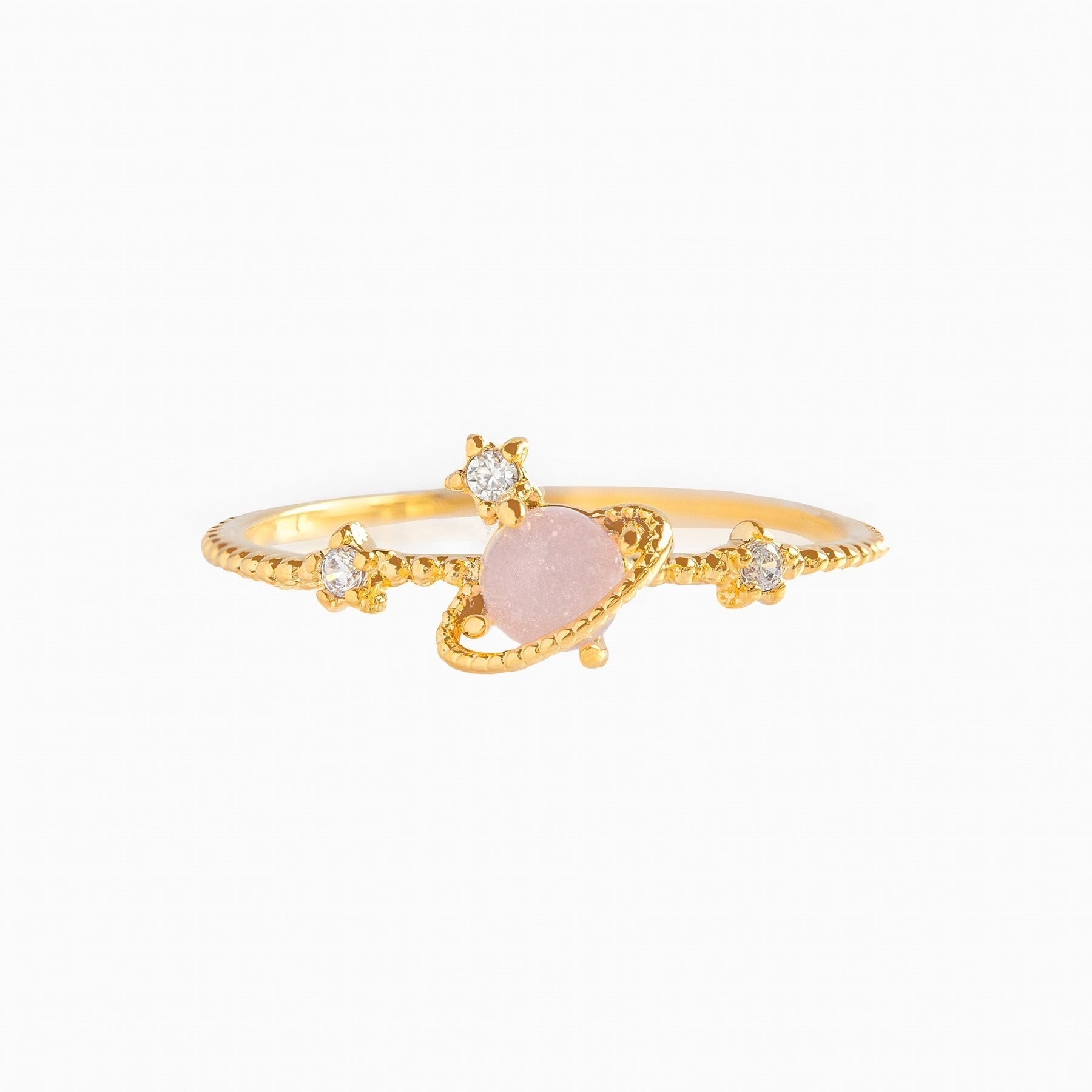 Galaxy Pink Planet Gold-plated Ring-Kawaii Dream