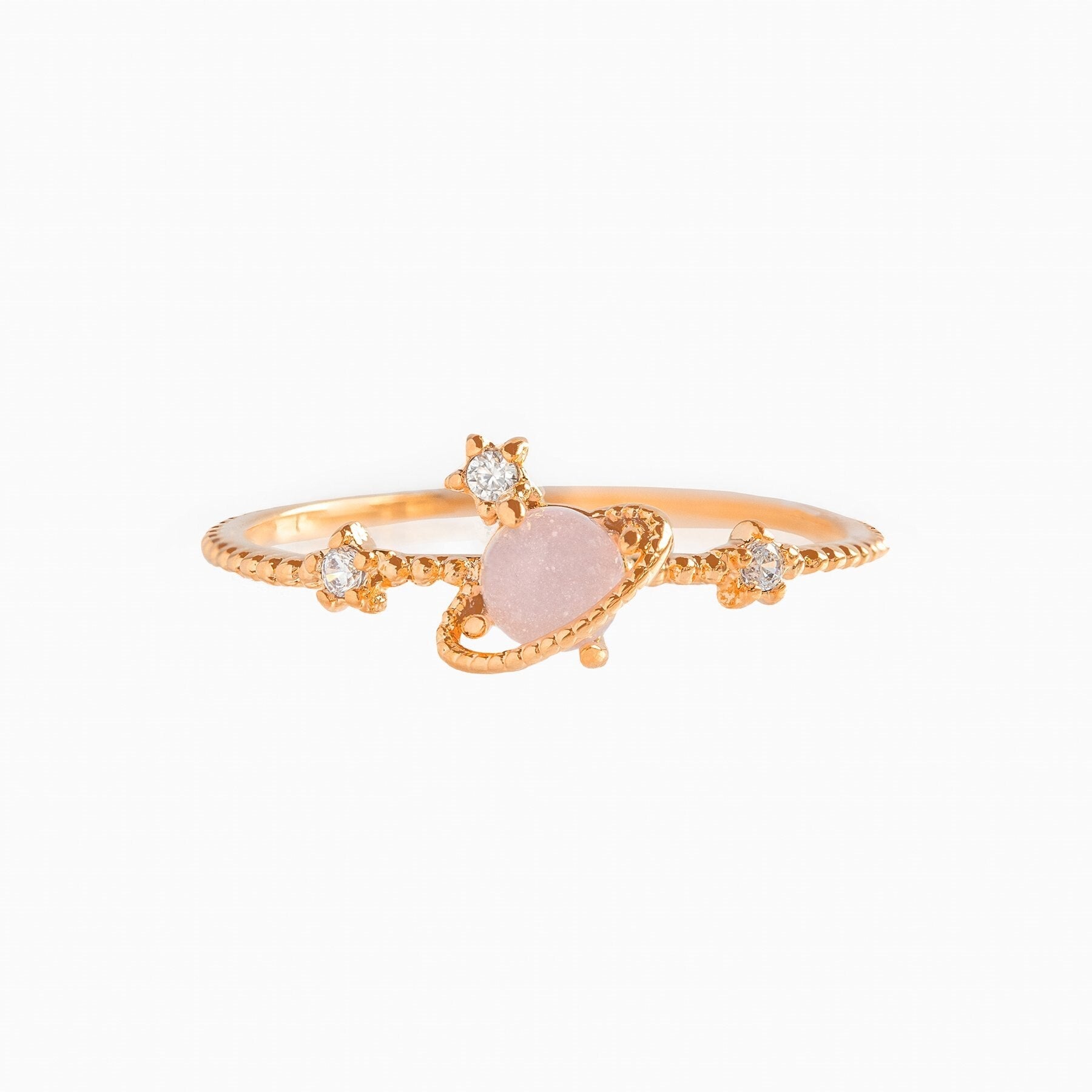 Galaxy Pink Planet Gold-plated Ring-Kawaii Dream