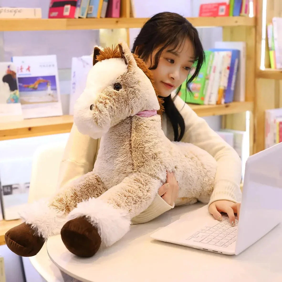 Giant Fluffy Brown Gray Horse Plushie-Kawaii Dream