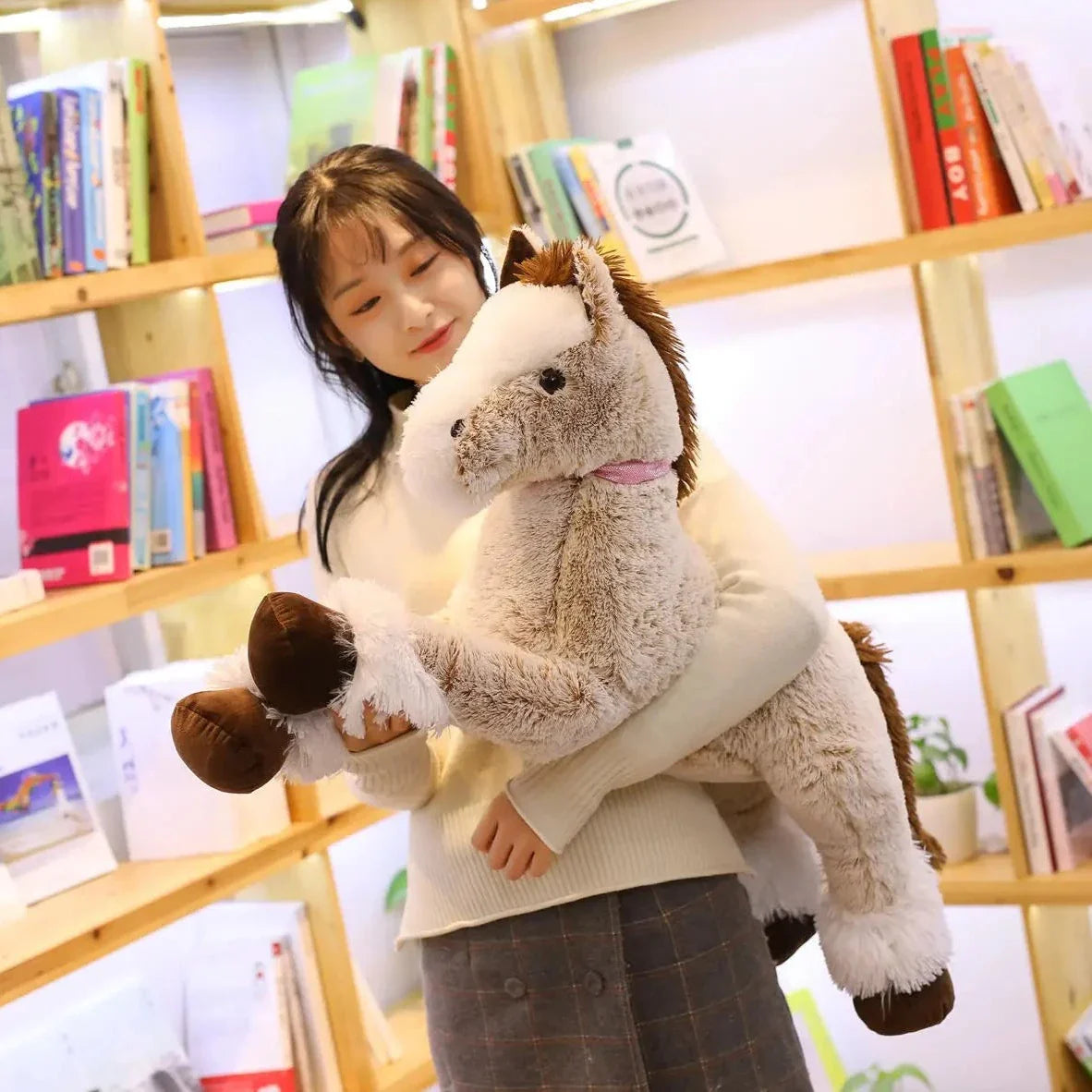 Giant Fluffy Brown Gray Horse Plushie-Kawaii Dream