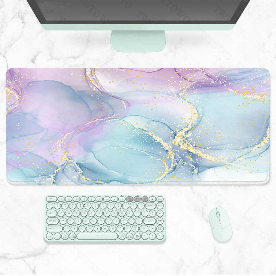 Glitter Rainbow Marble High Quality Large Mouse Pad-Kawaii Dream