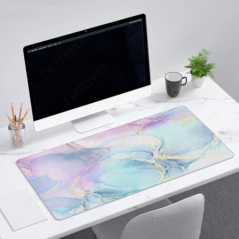 Glitter Rainbow Marble High Quality Large Mouse Pad-Kawaii Dream