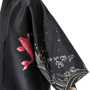 Golden Koi and Japanese Crane Men Kimono-Kawaii Dream